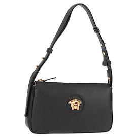 Borsa a mano VERSACE in pelle oro nero Auth 118699V Nero D'oro