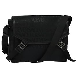 Borsa a Spalla VERSACE in Tela Nera Argento Autentica 123032A Nero Argento