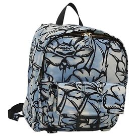 FENDI Backpack Nylon Light Blue Gold Auth 127211A Golden Light blue