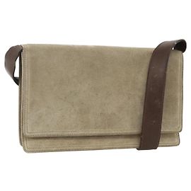 Borsa a Spalla PRADA Camoscio Beige Argento Auth bs34098 Argento Beige