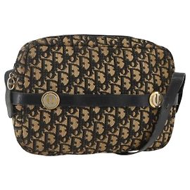 Borsa a Spalla in Tela Trotter Christian Dior Blu Navy Oro Auth BAZ455 D'oro Blu navy