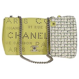 Borsa a Spalla a Catena CHANEL Pelle 2 in 1 Gialla CC Auth 130486SM Giallo