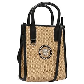 Sac à main VERSACE Raffia 2way Beige Auth EC391V Beige