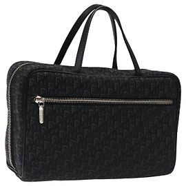 Christian Dior Trotter Canvas Handtasche Schwarz Silber Authentisch 117320M Schwarz Silber