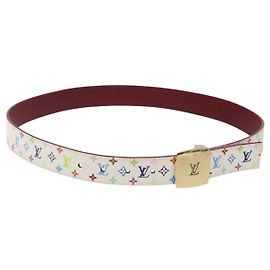 LOUIS VUITTON Multicolor Care Gürtel 37,8"" Weiß M9682 LV Auth 118241A Weiß