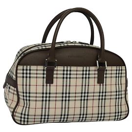 Burberry Nova Check Handtasche aus Canvas Beige Silber Authentisch 119702V Silber Beige