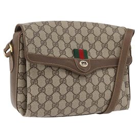 Borsa Sherry Line GG Supreme Web di GUCCI in PVC beige e oro 904 02 084 Auth BA11571 Beige D'oro