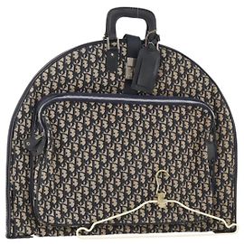 Christian Dior Trotter Canvas Garment Cover Navy Silver Auth ARZ290 Silvery Navy blue