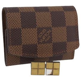 LOUIS VUITTON Botões de Punho Damier Ebene LV Auth BA11622 Damier ebene