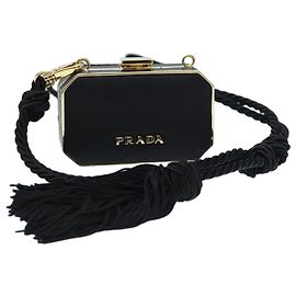 PRADA Shoulder Pouch Nylon Black Auth 73746SAV Black