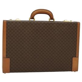 Céline CELINE Macadam Canvas Trunk PVC Leather Brown Gold Auth 141482A Brown Golden