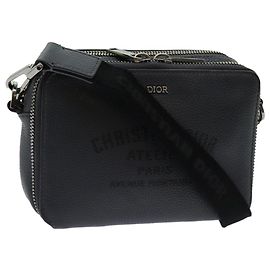 Bolsa de Ombro Christian Dior em Couro Cinza Auth 70772M Marrom