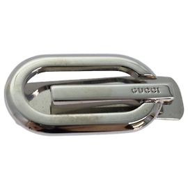 GUCCI Money Clip metal Silver Auth am6487V Silvery