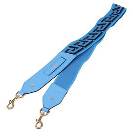 VERSACE Shoulder Strap Canvas Leather 37.8"" Light Blue Gold Auth hk3507 Golden Light blue