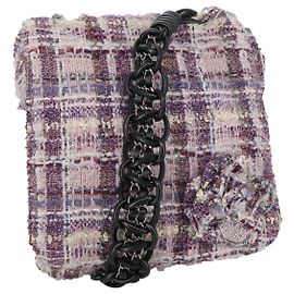 CHANEL Bolsa de Ombro Camélia em Lona Roxa CC Auth 99854SAV Roxo