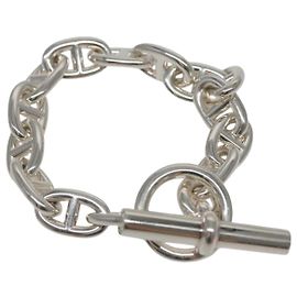 Hermès HERMES Chaine d'Ancre MM Bracelet Ag925 14 Links Silver Auth 134932SM Silvery
