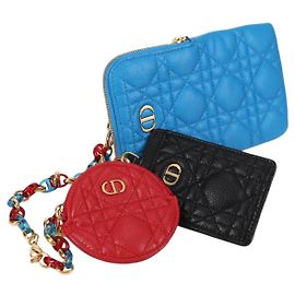 Pochette en cuir Canage Christian Dior Bleu Rouge Noir Auth 134892SAM Noir Rouge Bleu