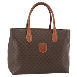 Céline Sac à main en toile Macadam CELINE en cuir PVC marron doré Auth SW2216 Marron Doré
