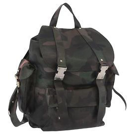 VALENTINO Backpack Leather Khaki Auth bs33924 Khaki