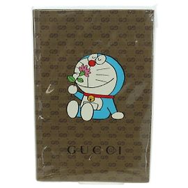 GUCCI GG Supreme Notebook Doraemon Collaboration PVC Beige Auth YKZ613M Beige