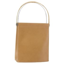 Cartier Bolsa de mão Trinity em couro bege e dourado Auth bs30237A Bege Dourado