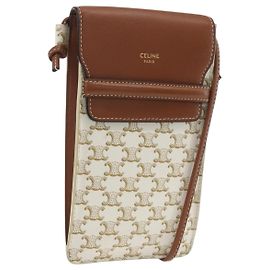 Céline Pochette épaule CELINE Triomphe PVC Beige Auth ka1704V Beige
