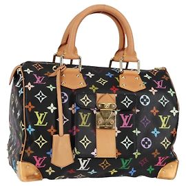 LOUIS VUITTON Handtasche Speedy 30 Monogram Multicolor Schwarz M92642 Auth 125838SAV Schwarz