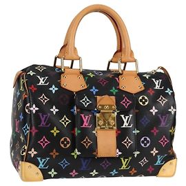 LOUIS VUITTON Monogram Multicolor Speedy 30 Hand Bag Black M92642 Auth 128856SAV Black