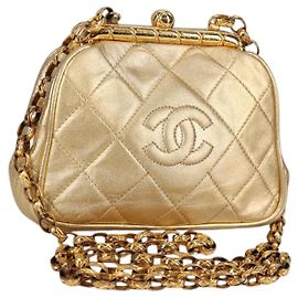 Bolsa de Ombro CHANEL em Couro de Cordeiro, Tom Dourado, CC Auth 135116SM Outro