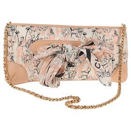 Bolsa de ombro CHANEL com corrente em seda rosa dourado CC Auth 140122SAV Rosa Dourado