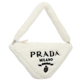 Bolso de Hombro PRADA Pile Blanco Plata Auth MX183SAM Plata Blanco