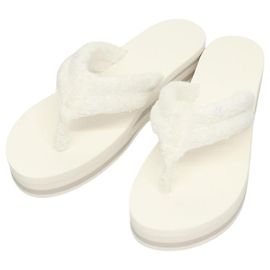 CHANEL Beach Sandals Cotton 39C White CC Auth BA1259SM White