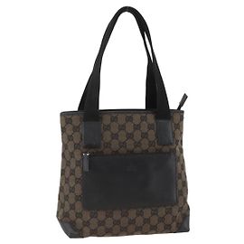 GUCCI GG Canvas Tote Bag Black Silver 019 0402 1705 Auth am11183A Black Silvery