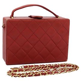 CHANEL Bolso Matelassé de Piel de Cordero 2way Rojo CC Auth 115600V Roja