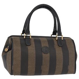 FENDI Pecan Canvas Handtasche Schwarz Braun Auth 159733A Braun Schwarz