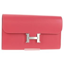 Hermès HERMES Constance Long Wallet Leather Pink Auth 141188SM Pink