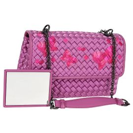 BOLSA DE CORRENTE EM COURO INTRECCIATO BOTTEGA VENETA Roxa Auth 116278SAM Roxo
