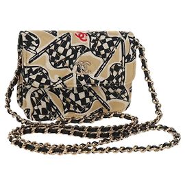 CHANEL Borsa a Spalla Matelassé con Catena Nylon Marrone Oro CC Auth 144002M Marrone D'oro