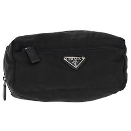 Pochette Prada Nylon Noir Argent Auth ka131 Noir Argenté