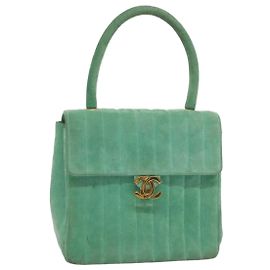 CHANEL Sac à main en daim vert CC Auth 68731SAV Vert