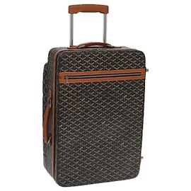Mala GOYARD Herringbone Trolley PM em PVCCanvas marrom Auth mr552SAM Marrom