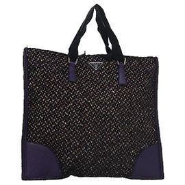 PRADA Bolsa de mão em lã couro roxa prata Auth bs20846A Prata Roxo