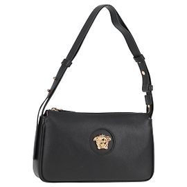 Borsa a Spalla in Pelle Nera e Dorata Auth 118819V VERSACE Nero D'oro