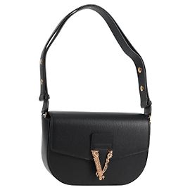 Versace Borsa a Spalla in Pelle Nera e Oro Auth 118816V Nero D'oro
