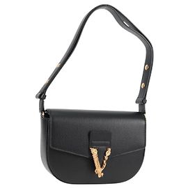 Borsa a Spalla in Pelle Nera e Dorata Auth 118821V VERSACE Nero D'oro