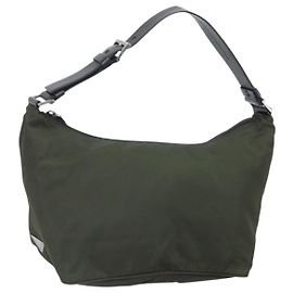 PRADA Schultertasche Nylon Khaki Silber Authentisch am10730 Silber Khaki