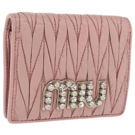Cartera Miu Miu Matelassé de cuero rosa plateado Auth 169953A Plata Rosa