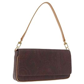 Bolsa de Ombro ETRO em Couro PVC Marrom Dourado Auth 172234A Marrom Dourado