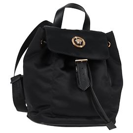 Zaino VERSACE in nylon nero e oro Auth 118733V Nero D'oro
