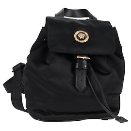Zaino VERSACE in nylon nero e oro Auth 118731V Nero D'oro